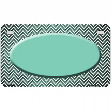 Mint White Small Chevron Oval Oil Rubbed Metal Novelty License Plate 7" x 4" (MP)