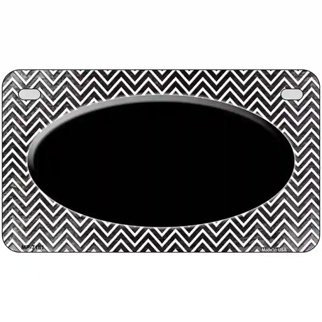 Black White Small Chevron Oval Oil Rubbed Metal Novelty License Plate 7" x 4" (MP)