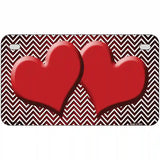 Red White Small Chevron Hearts Oil Rubbed Metal Novelty License Plate 7" x 4" (MP)