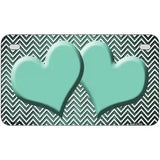 Mint White Small Chevron Hearts Oil Rubbed Metal Novelty License Plate 7" x 4" (MP)