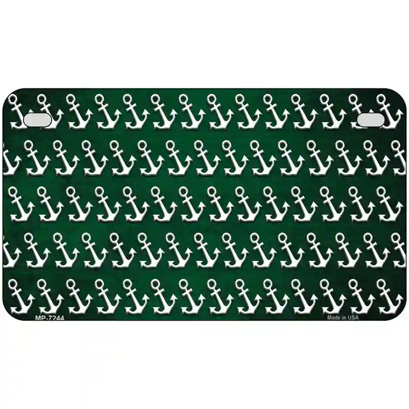 Green White Anchor Oil Rubbed Metal Novelty License Plate 7" x 4" (MP)