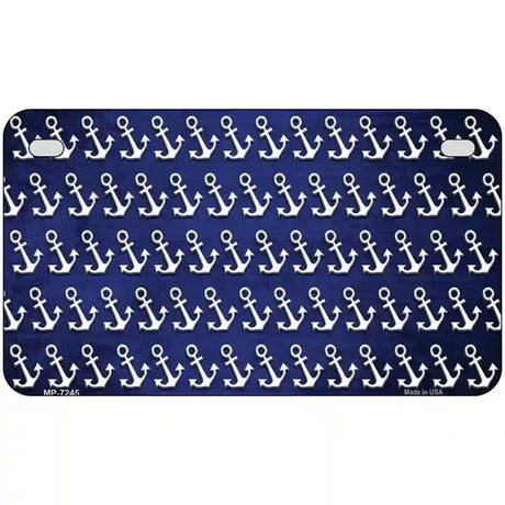 Blue White Anchor Oil Rubbed Metal Novelty License Plate 7" x 4" (MP)