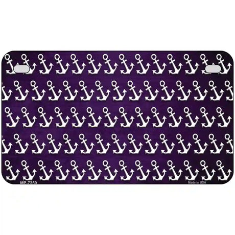 Purple White Anchor Oil Rubbed Metal Novelty License Plate 7" x 4" (MP)