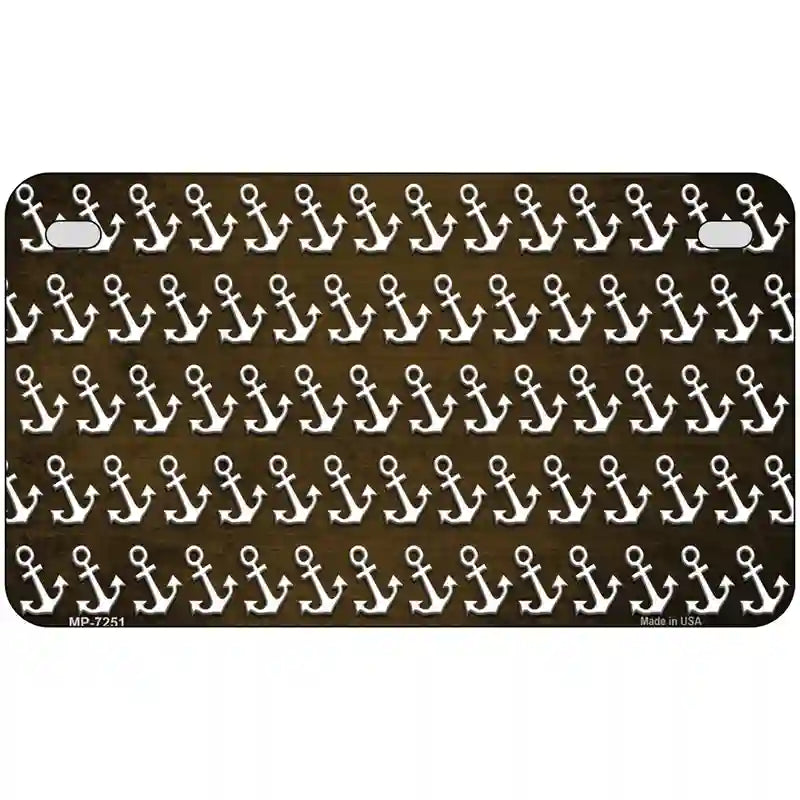 Brown White Anchor Oil Rubbed Metal Novelty License Plate 7" x 4" (MP)