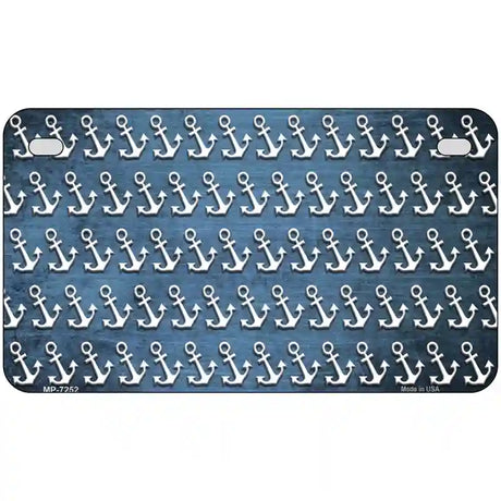 Light Blue White Anchor Oil Rubbed Metal Novelty License Plate 7" x 4" (MP)