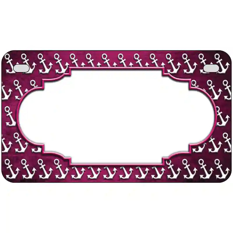 Pink White Anchor Scallop Oil Rubbed Metal Novelty License Plate 7" x 4" (MP)