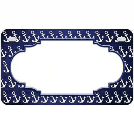 Blue White Anchor Scallop Oil Rubbed Metal Novelty License Plate 7" x 4" (MP)