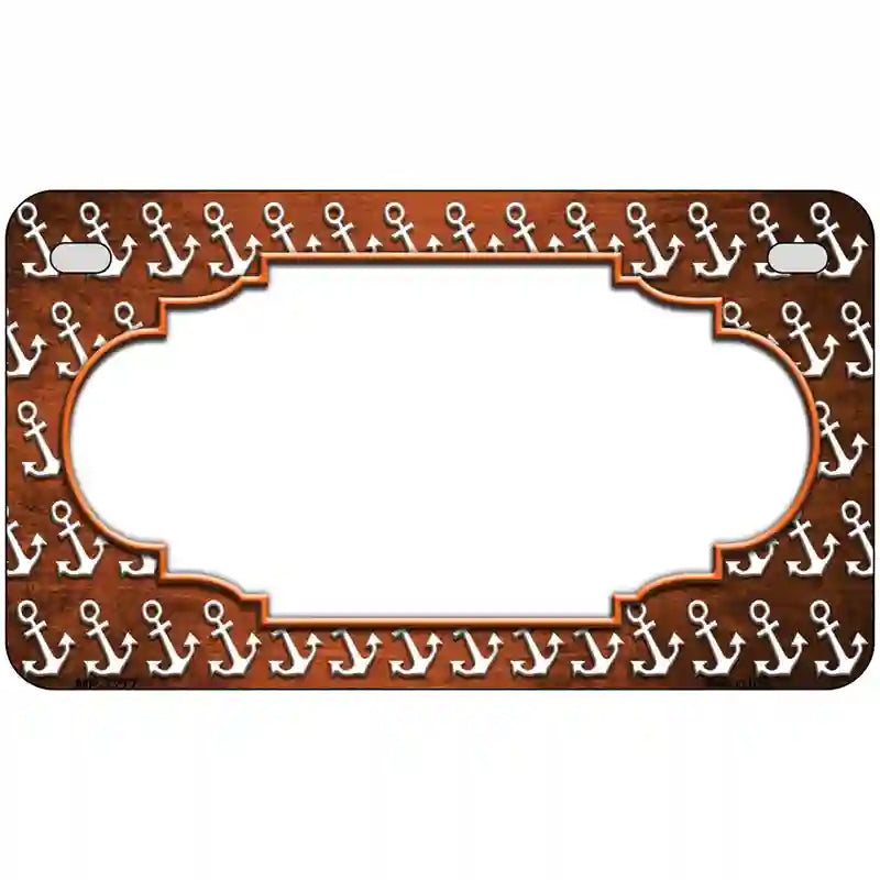 Orange White Anchor Scallop Oil Rubbed Metal Novelty License Plate 7" x 4" (MP)