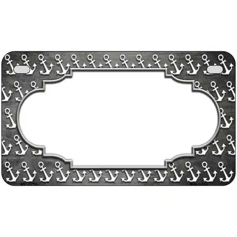 Gray White Anchor Scallop Oil Rubbed Metal Novelty License Plate 7" x 4" (MP)