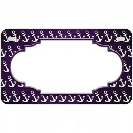 Purple White Anchor Scallop Oil Rubbed Metal Novelty License Plate 7" x 4" (MP)