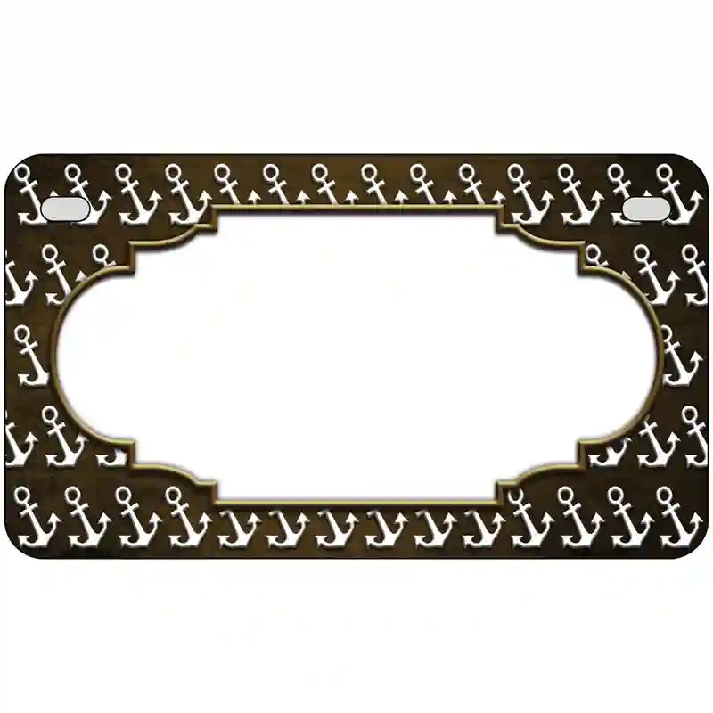 Brown White Anchor Scallop Oil Rubbed Metal Novelty License Plate 7" x 4" (MP)