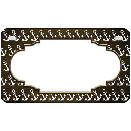 Brown White Anchor Scallop Oil Rubbed Metal Novelty License Plate 7" x 4" (MP)