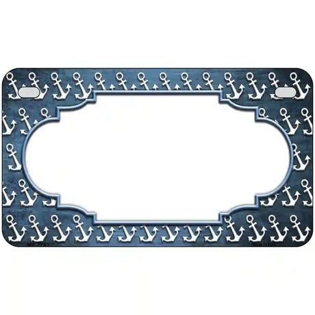 Light Blue White Anchor Scallop Oil Rubbed Metal Novelty License Plate 7" x 4" (MP)