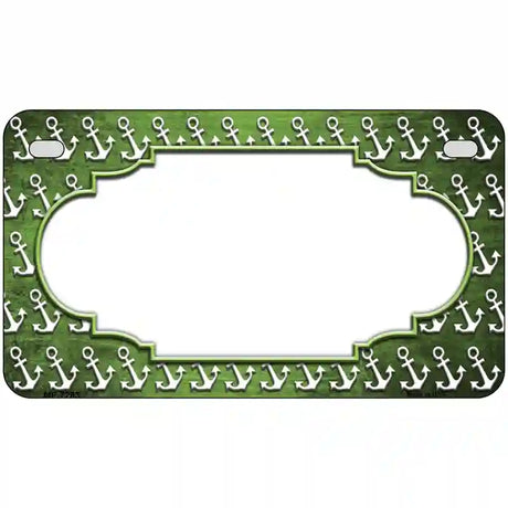 Lime Green White Anchor Scallop Oil Rubbed Metal Novelty License Plate 7" x 4" (MP)