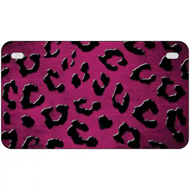 Pink Black Cheetah Oil Rubbed Metal Novelty License Plate 7" x 4" (MP)