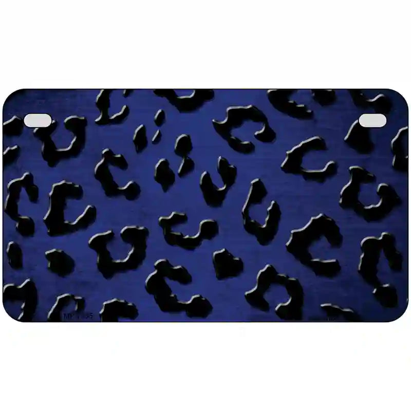 Blue Black Cheetah Oil Rubbed Metal Novelty License Plate 7" x 4" (MP)