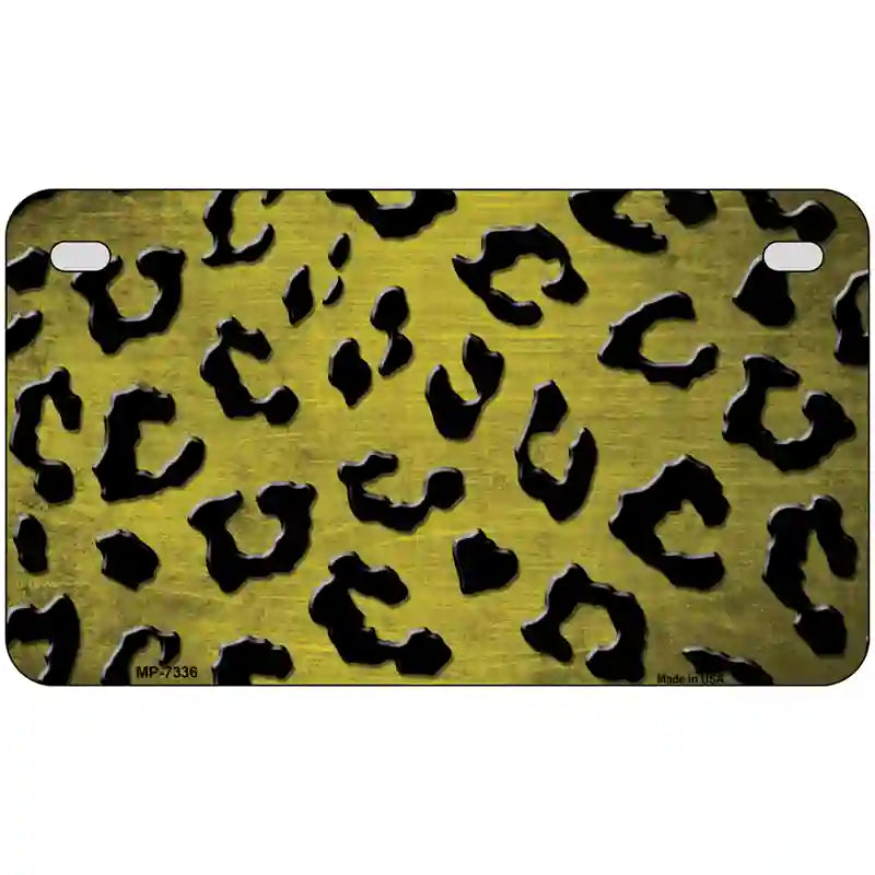 Yellow Black Cheetah Oil Rubbed Metal Novelty License Plate 7" x 4" (MP)