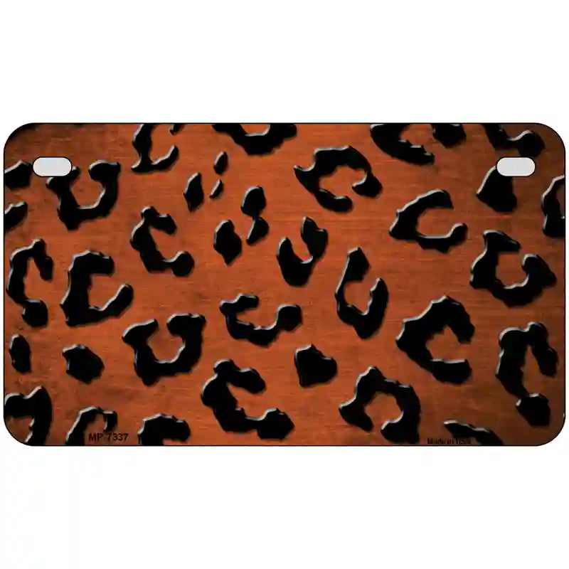 Orange Black Cheetah Oil Rubbed Metal Novelty License Plate 7" x 4" (MP)