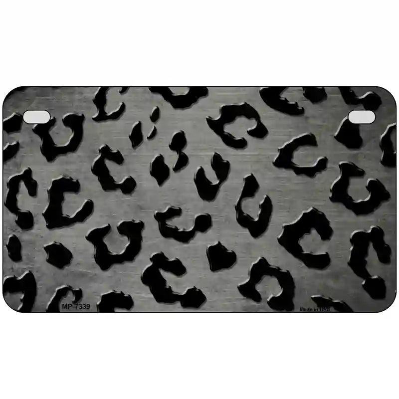 Gray Black Cheetah Oil Rubbed Metal Novelty License Plate 7" x 4" (MP)