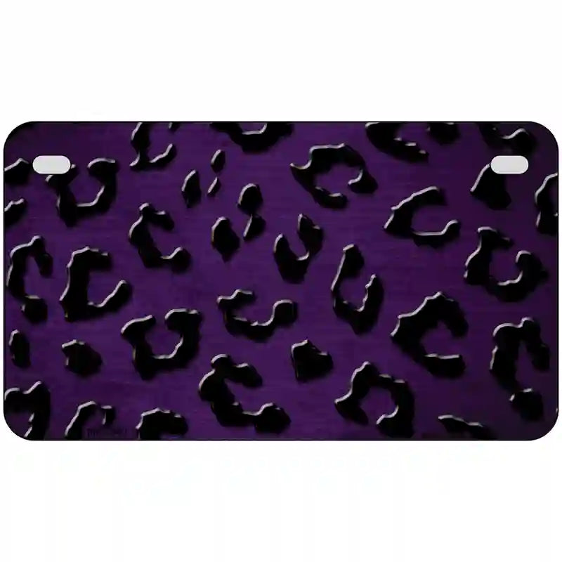 Purple Black Cheetah Oil Rubbed Metal Novelty License Plate 7" x 4" (MP)