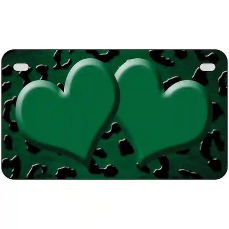 Green Black Cheetah Hearts Oil Rubbed Metal Novelty License Plate 7" x 4" (MP)