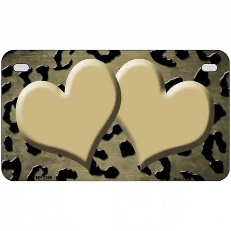 Gold Black Cheetah Hearts Oil Rubbed Metal Novelty License Plate 7" x 4" (MP)