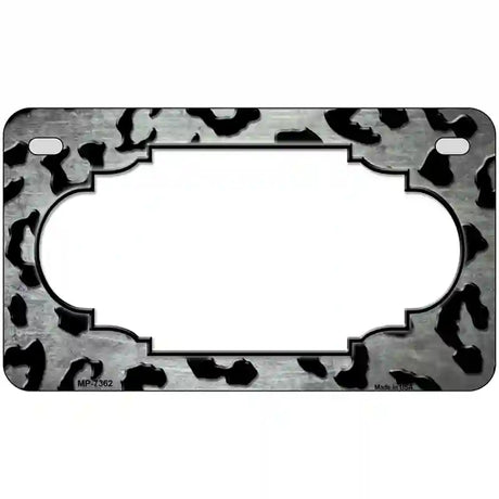 White Black Cheetah Scallop Oil Rubbed Metal Novelty License Plate 7" x 4" (MP)