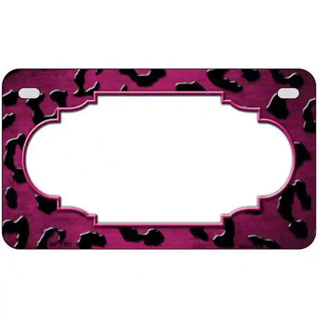 Pink Black Cheetah Scallop Oil Rubbed Metal Novelty License Plate 7" x 4" (MP)