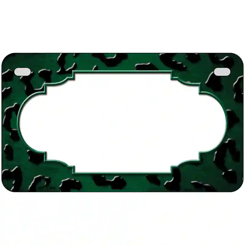 Green Black Cheetah Scallop Oil Rubbed Metal Novelty License Plate 7" x 4" (MP)