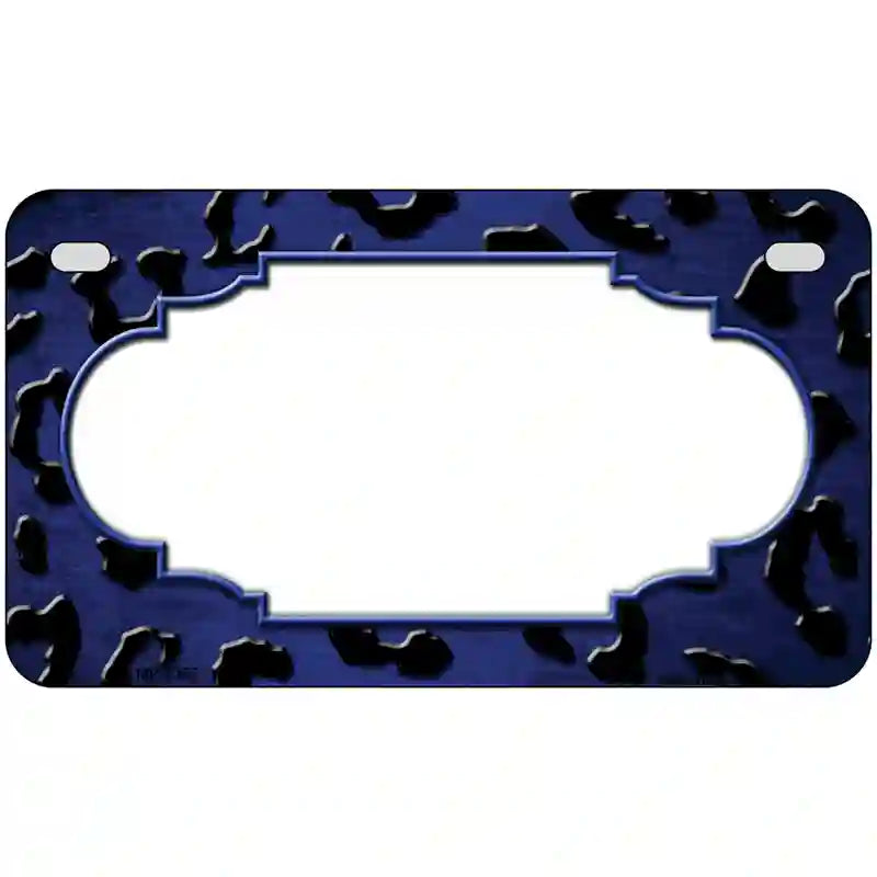 Blue Black Cheetah Scallop Oil Rubbed Metal Novelty License Plate 7" x 4" (MP)