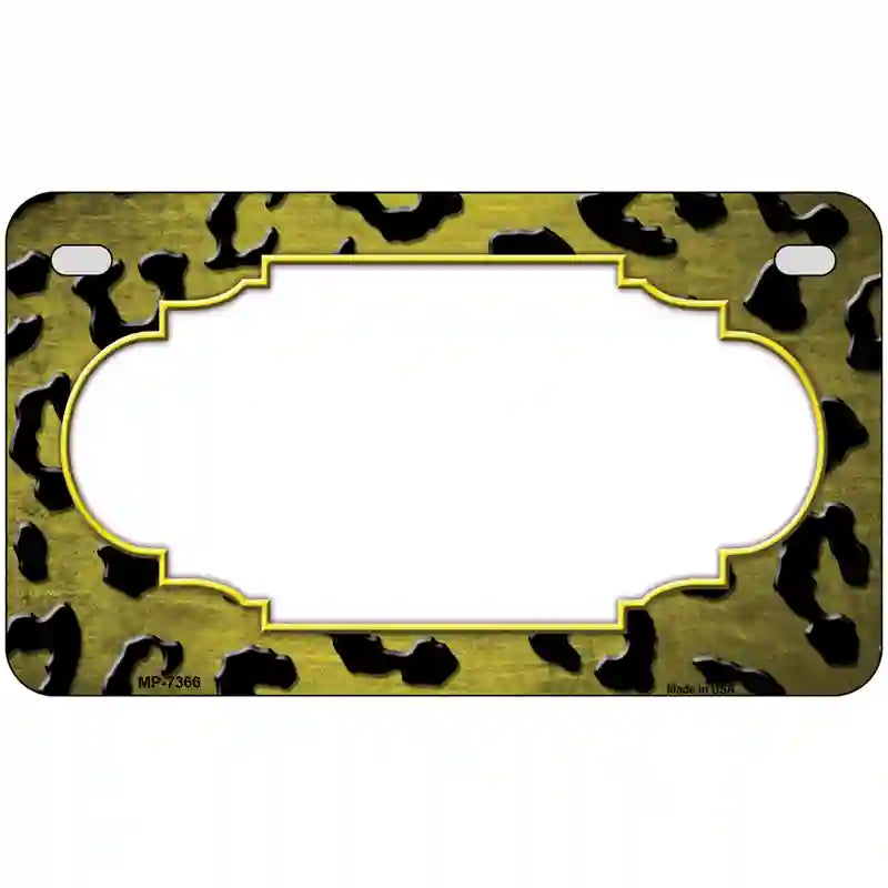 Yellow Black Cheetah Scallop Oil Rubbed Metal Novelty License Plate 7" x 4" (MP)