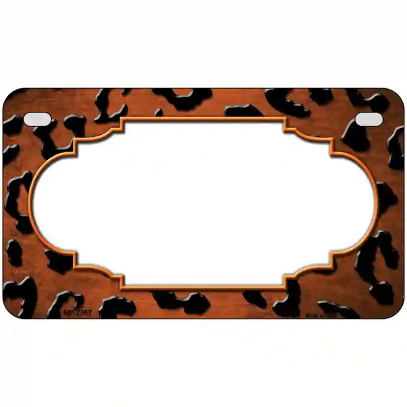 Orange Black Cheetah Scallop Oil Rubbed Metal Novelty License Plate 7" x 4" (MP)