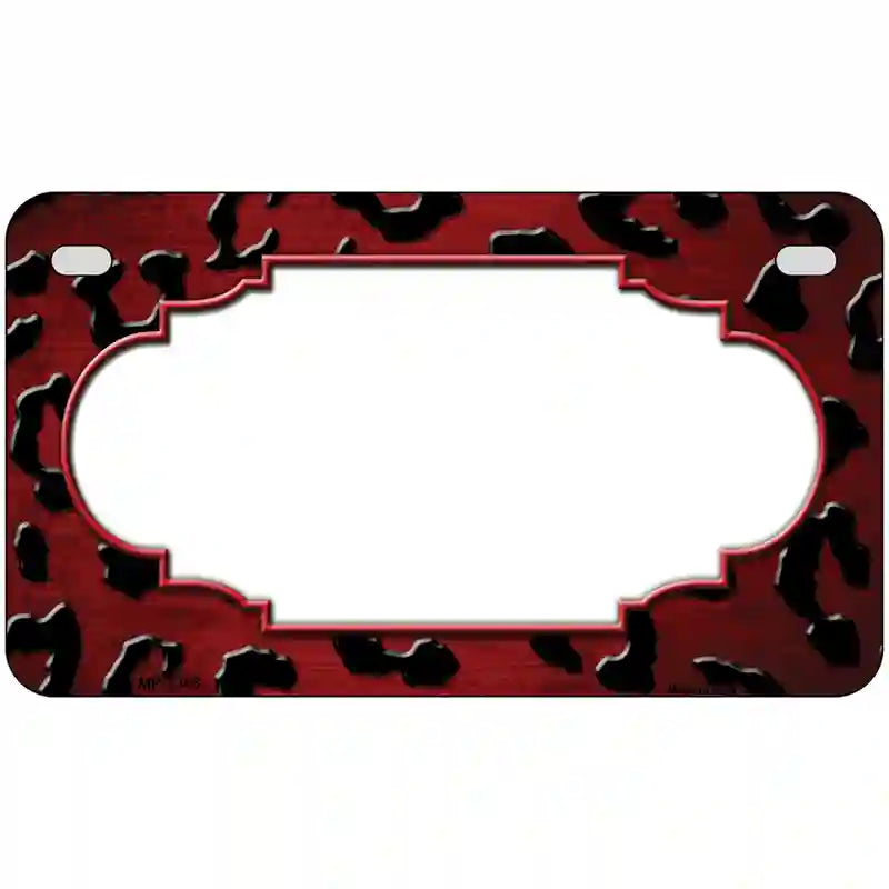 Red Black Cheetah Scallop Oil Rubbed Metal Novelty License Plate 7" x 4" (MP)