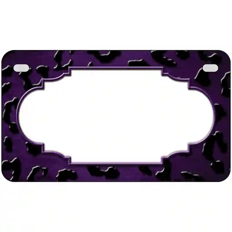 Purple Black Cheetah Scallop Oil Rubbed Metal Novelty License Plate 7" x 4" (MP)