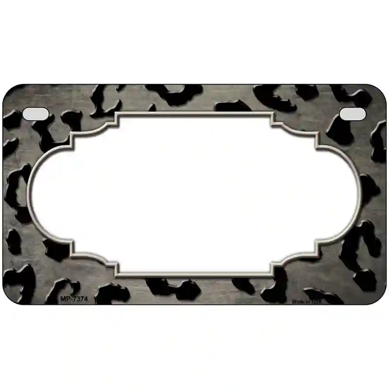 Tan Black Cheetah Scallop Oil Rubbed Metal Novelty License Plate 7" x 4" (MP)