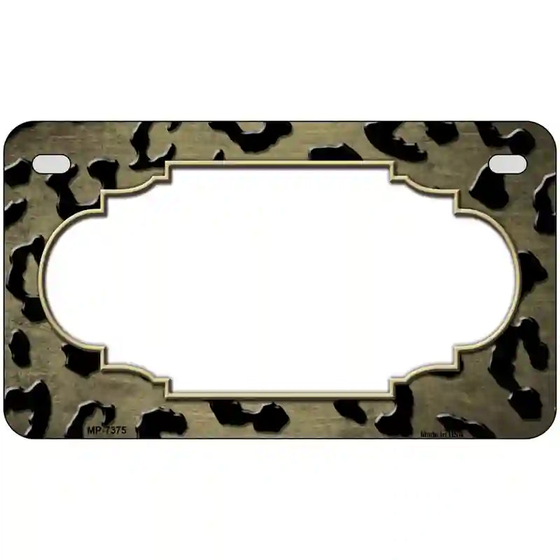 Gold Black Cheetah Scallop Oil Rubbed Metal Novelty License Plate 7" x 4" (MP)