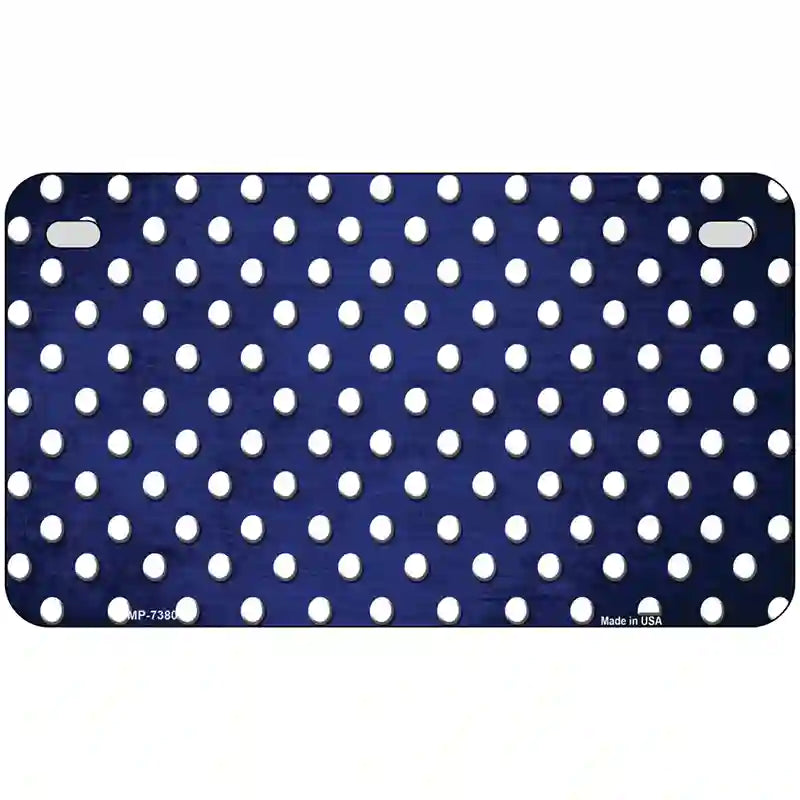 Blue White Small Dots Oil Rubbed Metal Novelty License Plate 7" x 4" (MP)