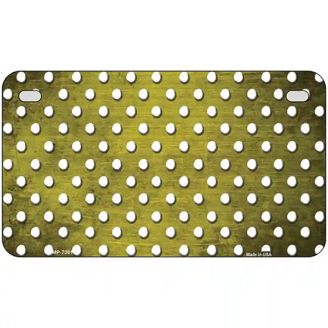 Yellow White Small Dots Oil Rubbed Metal Novelty License Plate 7" x 4" (MP)