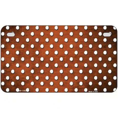 Orange White Small Dots Oil Rubbed Metal Novelty License Plate 7" x 4" (MP)