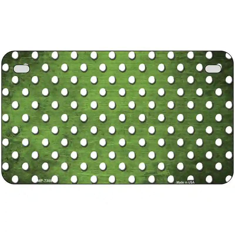 Lime Green White Small Dots Oil Rubbed Metal Novelty License Plate 7" x 4" (MP)