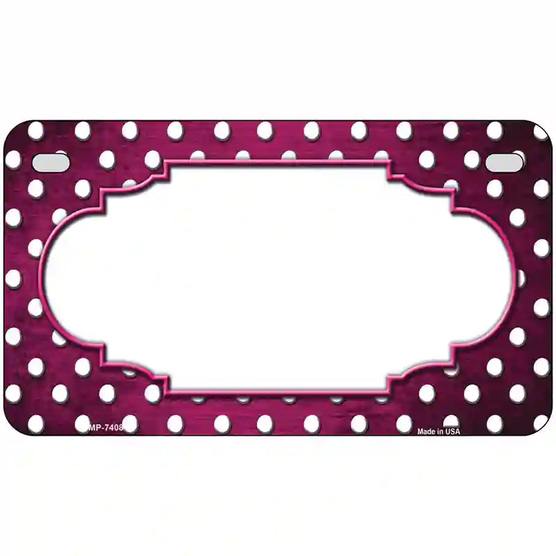 Pink White Small Dots Scallop Oil Rubbed Metal Novelty License Plate 7" x 4" (MP)