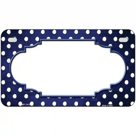 Blue White Small Dots Scallop Oil Rubbed Metal Novelty License Plate 7" x 4" (MP)