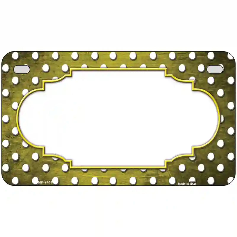 Yellow White Small Dots Scallop Oil Rubbed Metal Novelty License Plate 7" x 4" (MP)