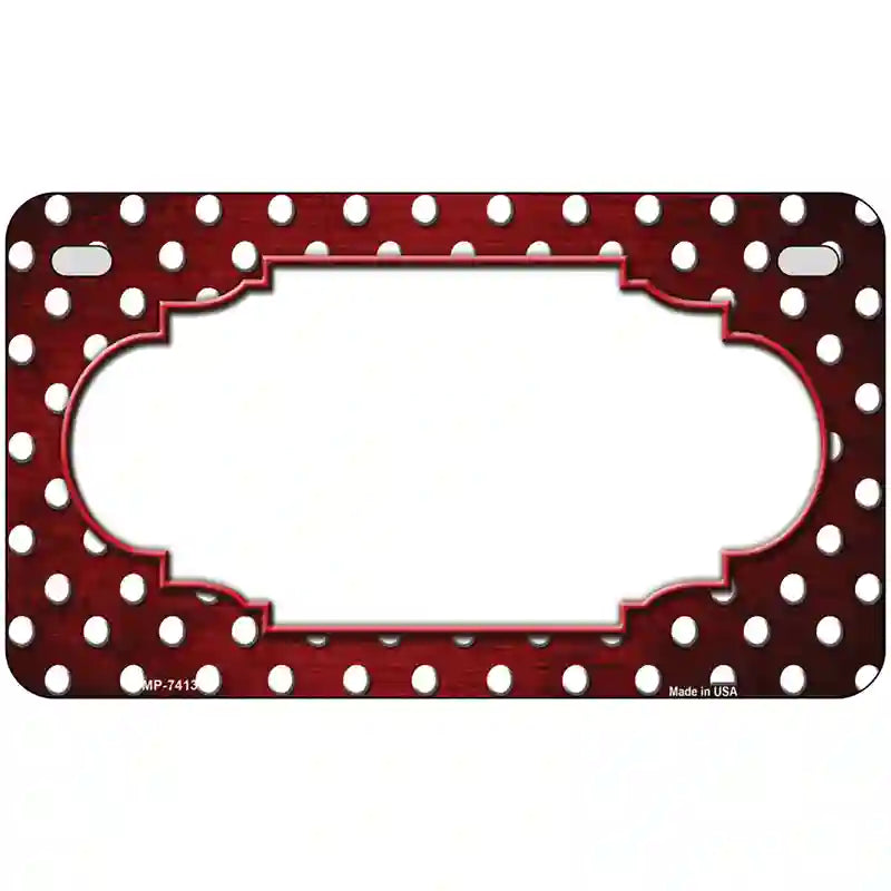 Red White Small Dots Scallop Oil Rubbed Metal Novelty License Plate 7" x 4" (MP)