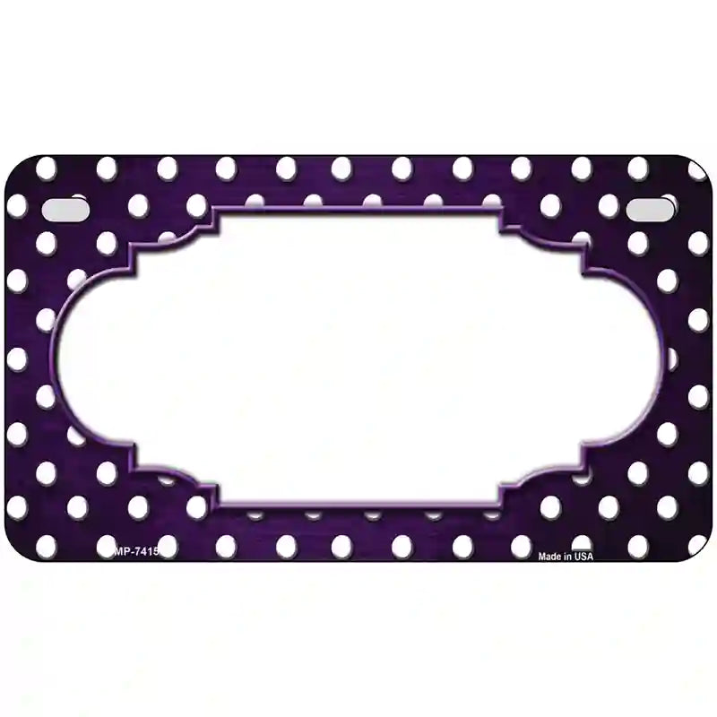 Purple White Small Dots Scallop Oil Rubbed Metal Novelty License Plate 7" x 4" (MP)