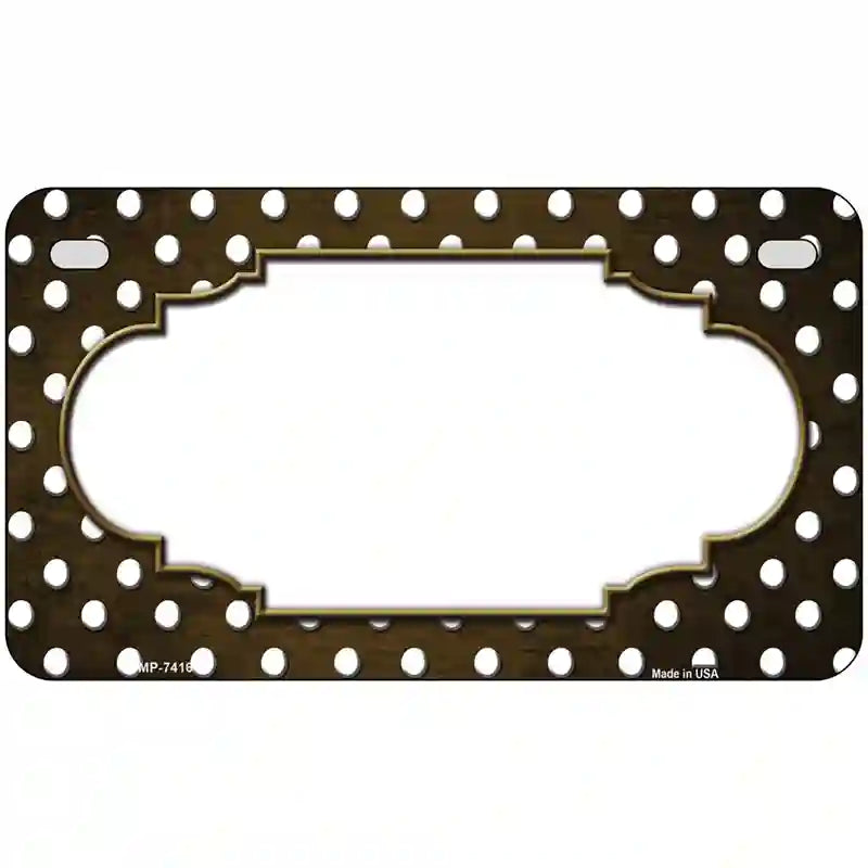 Brown White Small Dots Scallop Oil Rubbed Metal Novelty License Plate 7" x 4" (MP)