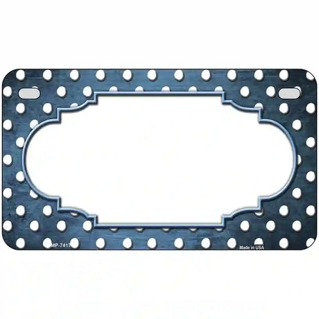 Light Blue White Small Dots Scallop Oil Rubbed Metal Novelty License Plate 7" x 4" (MP)