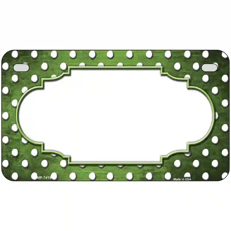 Lime Green White Small Dots Scallop Oil Rubbed Metal Novelty License Plate 7" x 4" (MP)