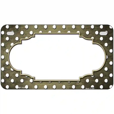 Gold White Small Dots Scallop Oil Rubbed Metal Novelty License Plate 7" x 4" (MP)