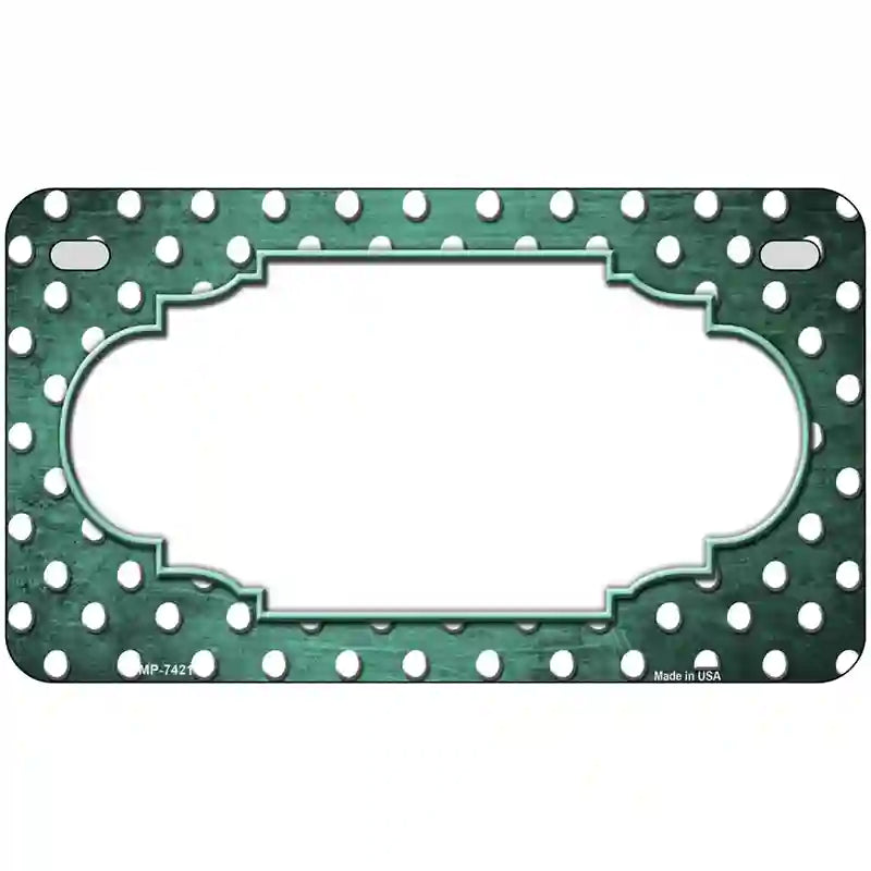 Mint White Small Dots Scallop Oil Rubbed Metal Novelty License Plate 7" x 4" (MP)